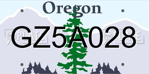 GZ5A028 Oregon License Plate