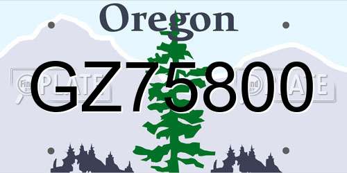 GZ75800 Oregon License Plate