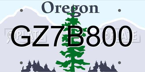 GZ7B800 Oregon License Plate