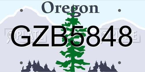 GZB5848 Oregon License Plate