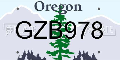 GZB978 Oregon License Plate