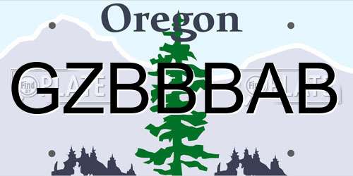 GZBBBAB Oregon License Plate