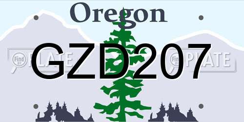 GZD207 Oregon License Plate