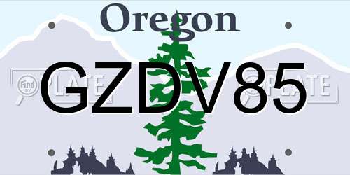 GZDV85 Oregon License Plate
