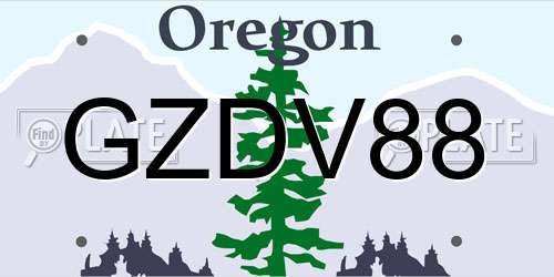 GZDV88 Oregon License Plate
