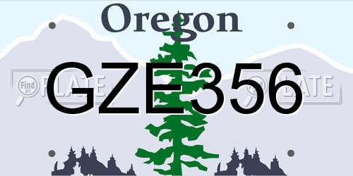 GZE356 Oregon License Plate