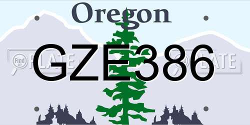 GZE386 Oregon License Plate