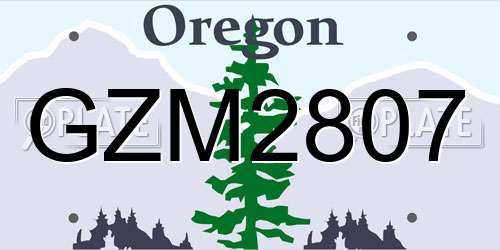 GZM2807 Oregon License Plate