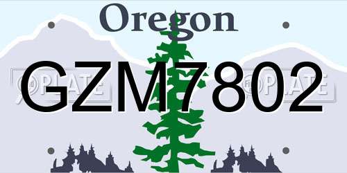 GZM7802 Oregon License Plate
