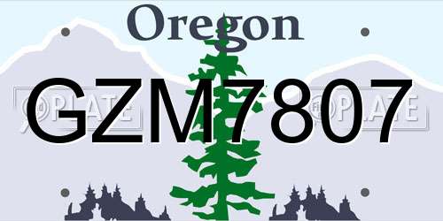 GZM7807 Oregon License Plate