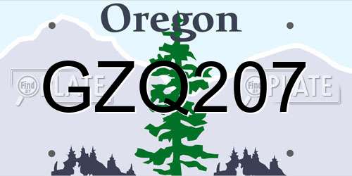 GZQ207 Oregon License Plate