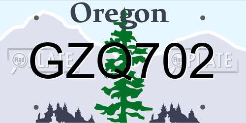 GZQ702 Oregon License Plate