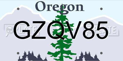 GZQV85 Oregon License Plate