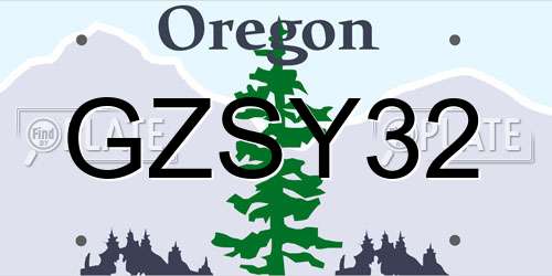 GZSY32 Oregon License Plate