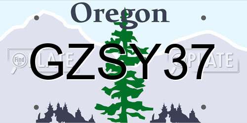 GZSY37 Oregon License Plate