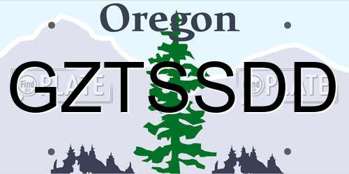 GZTSSDD Oregon License Plate