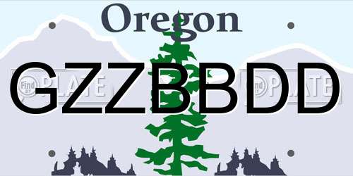 GZZBBDD Oregon License Plate