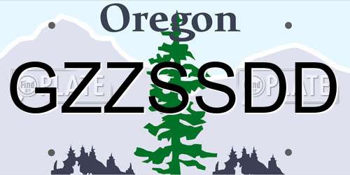 GZZSSDD Oregon License Plate