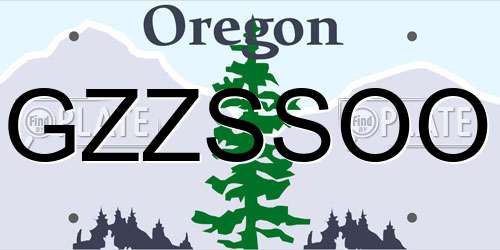 GZZSSOO Oregon License Plate