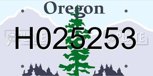 H025253 Oregon License Plate