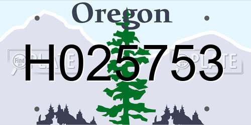H025753 Oregon License Plate