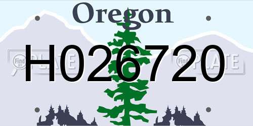 H026720 Oregon License Plate