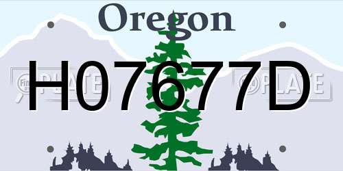 H07677D Oregon License Plate