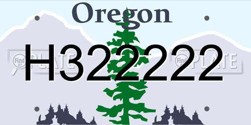 H322222 Oregon License Plate