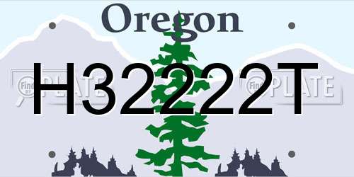 H32222T Oregon License Plate