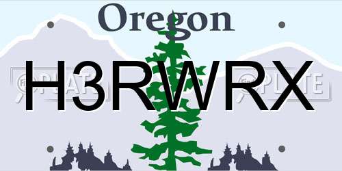 H3RWRX Oregon License Plate