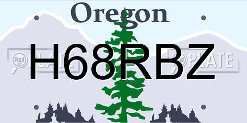 H68RBZ Oregon License Plate