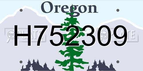 H752309 Oregon License Plate