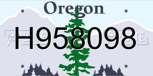 H958098 Oregon License Plate