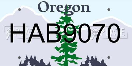 HAB9070 Oregon License Plate