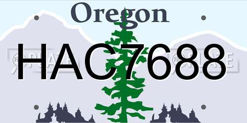 HAC7688 Oregon License Plate