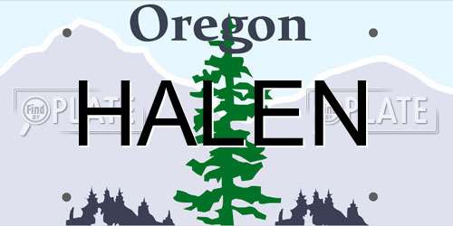 HALEN Oregon License Plate