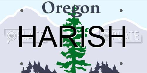 HARISH Oregon License Plate