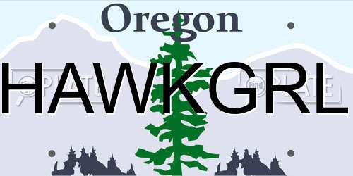 HAWKGRL Oregon License Plate
