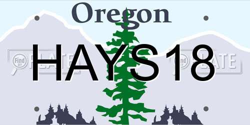 HAYS18 Oregon License Plate