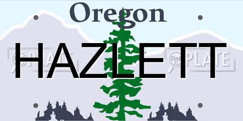 HAZLETT Oregon License Plate