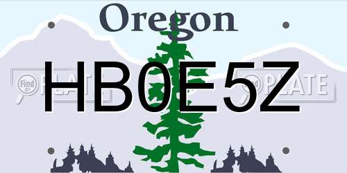 HB0E5Z Oregon License Plate