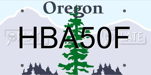 HBA50F Oregon License Plate
