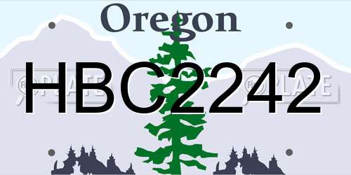 HBC2242 Oregon License Plate