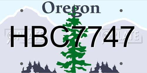 HBC7747 Oregon License Plate