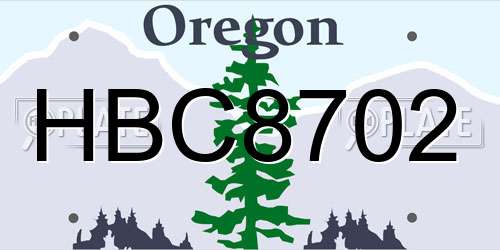HBC8702 Oregon License Plate