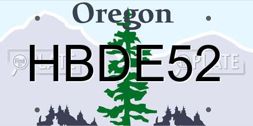 HBDE52 Oregon License Plate