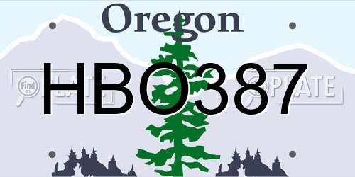 HBO387 Oregon License Plate