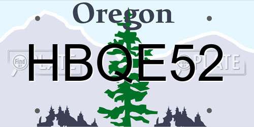 HBQE52 Oregon License Plate