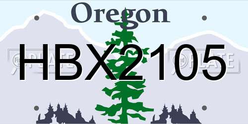 HBX2105 Oregon License Plate