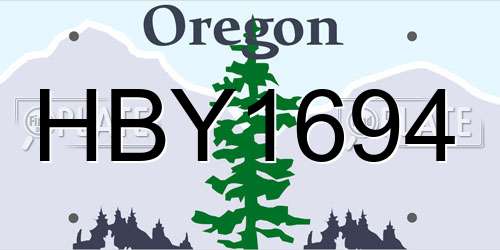HBY1694 Oregon License Plate